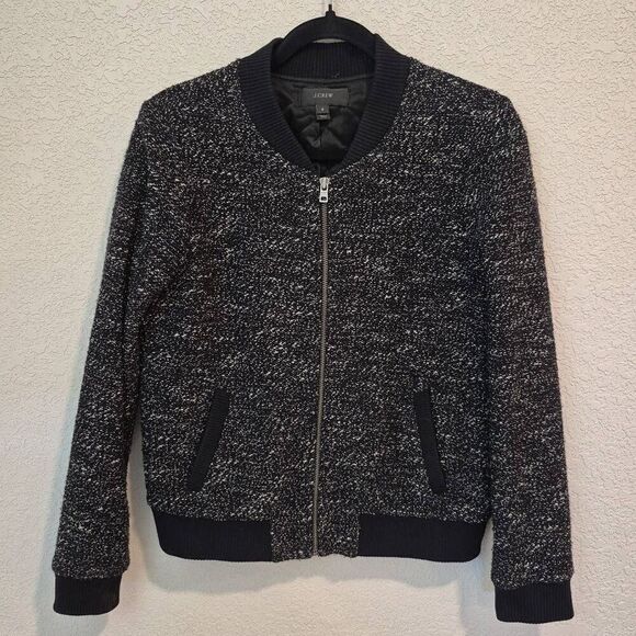 J. Crew Women's Boucle Bomber Jacket Size 6 Gray - Picture 1 of 7